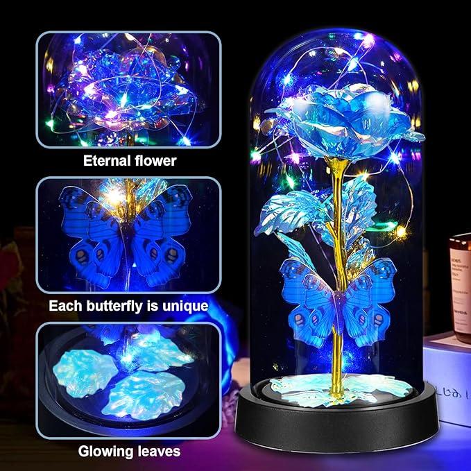The Rose for Women, Glass Flowers in Glass Dome, Eternal Rose for Her, Womens Birthday Gift for Mom, Teacher Appreciation, Graduation, Christmas