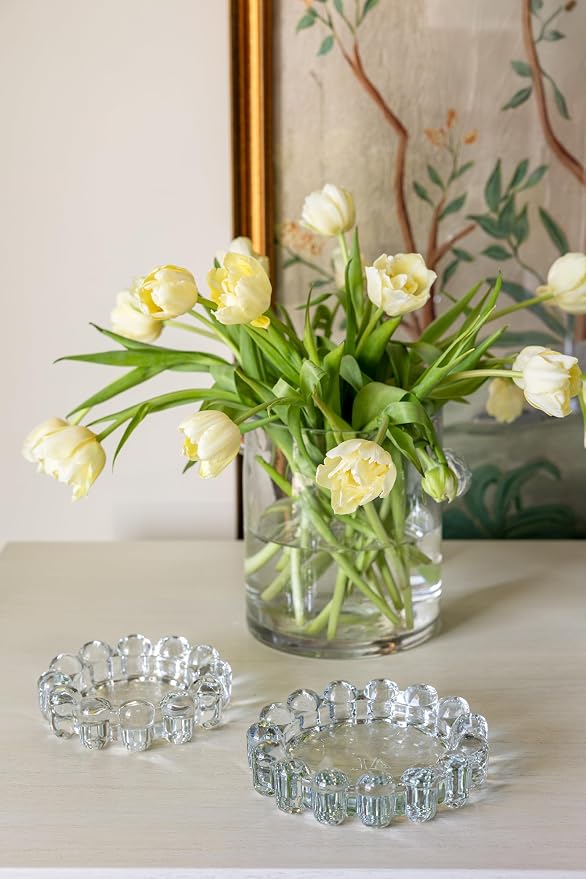 Alice Lane Original Bubble Candle Dish Large – Chic Clear Glass Candle Dish for Home Decor – Decorative Modern Candle Holder for Small Candles & Diffusers