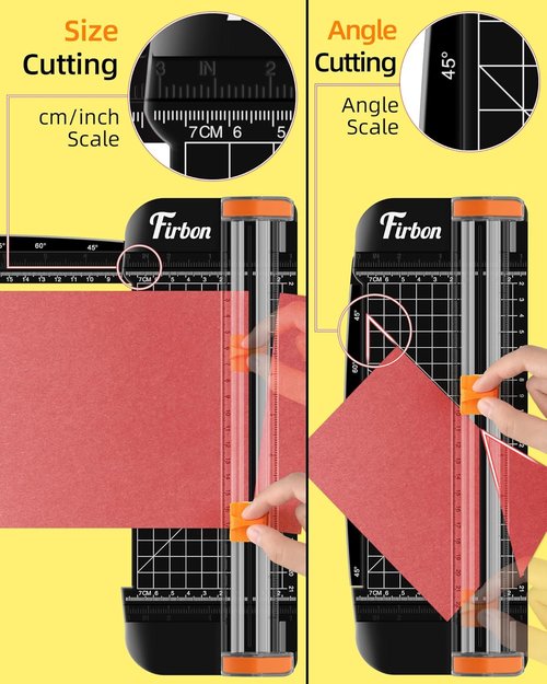 Firbon Black A5 Paper Cutter - Compact Straight Trimmer with Side Ruler for Scrapbooking & Crafts