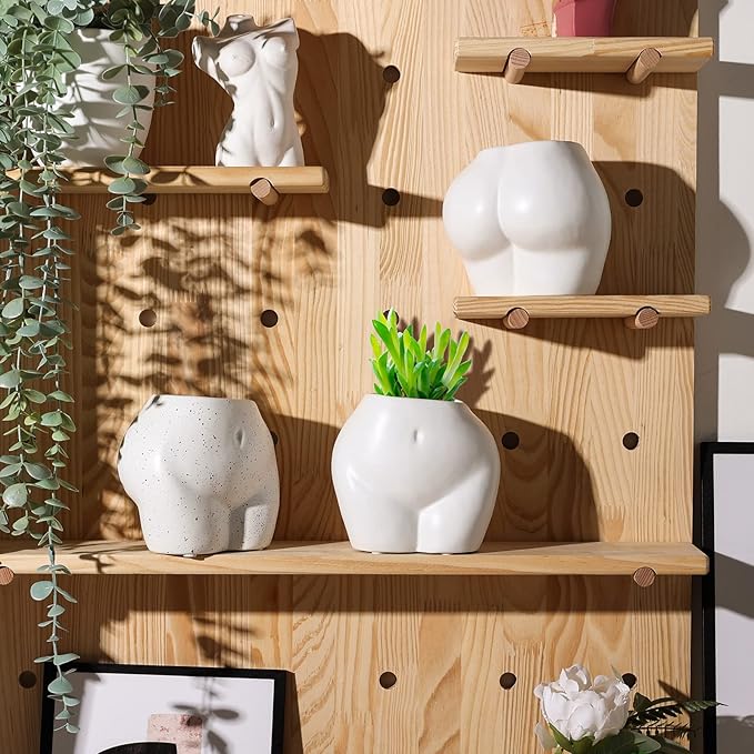 Cute Body Shaped Planter Fun Resin Plant Pots Indoor with Drainage Hole for Houseplants Succulents Small Plant, Funny Gift for Christmas/Birthday