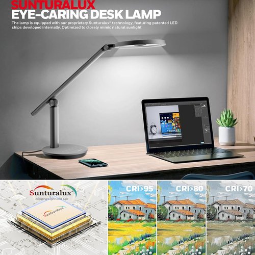Honeywell H6 Sunturalux™ LED Desk Lamp - Eye-Caring, Dimmable Light with Timer | Perfect for Home Office & Study