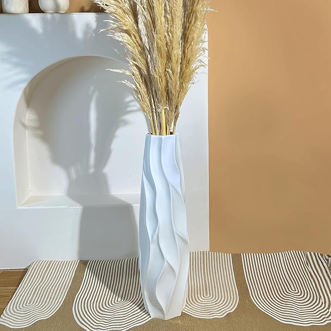 Floor Vase, GDSZJLJ 24 Inches Tall Ceramic White Large Decorative Vases for Modern Home Decor, Living Room, Minimalist Style Flower Vase for Pampas Grass, Flowers, Twigs, Office, Bedroom Décor