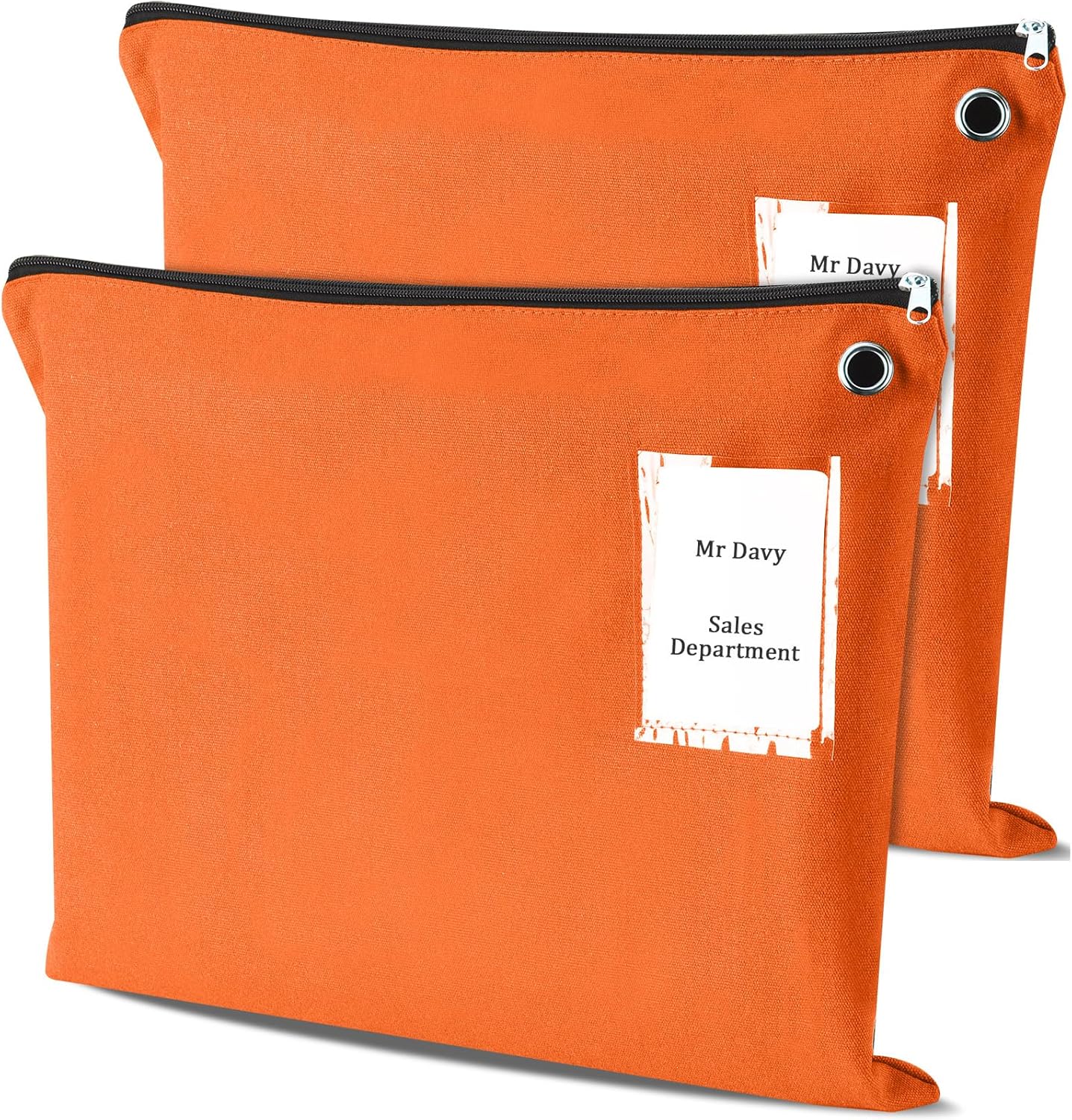 Skiennix Interoffice Mailer Canvas Transit Sack - Large 18" x 14" Zipper Pouch with Grommet | Orange