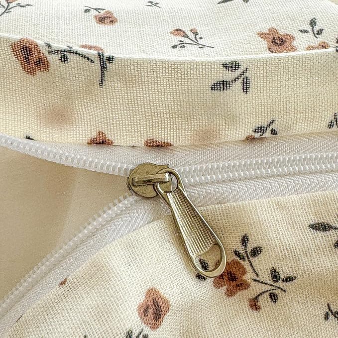 EAVD Garden Style Small Floral Duvet Cover King Size Soft 100% Cotton Muslin Bedding Set with Floral Print Fresh Cottagecore Botanical Pattern Duvet Cover with Zipper Closure