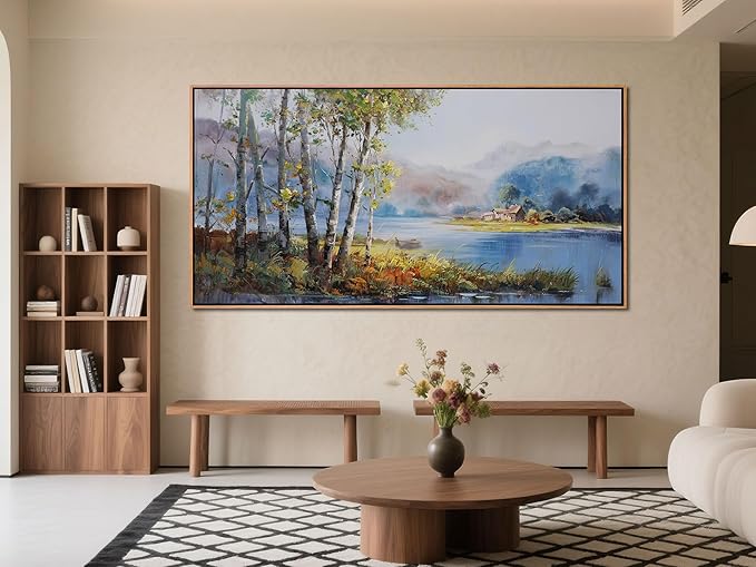 Arjun Framed Forest Picture for Living Room, Wall Art for Bedroom Nature Painting Wall Decor, Extra Large Artwork Office Home Dining Room 58"x29"