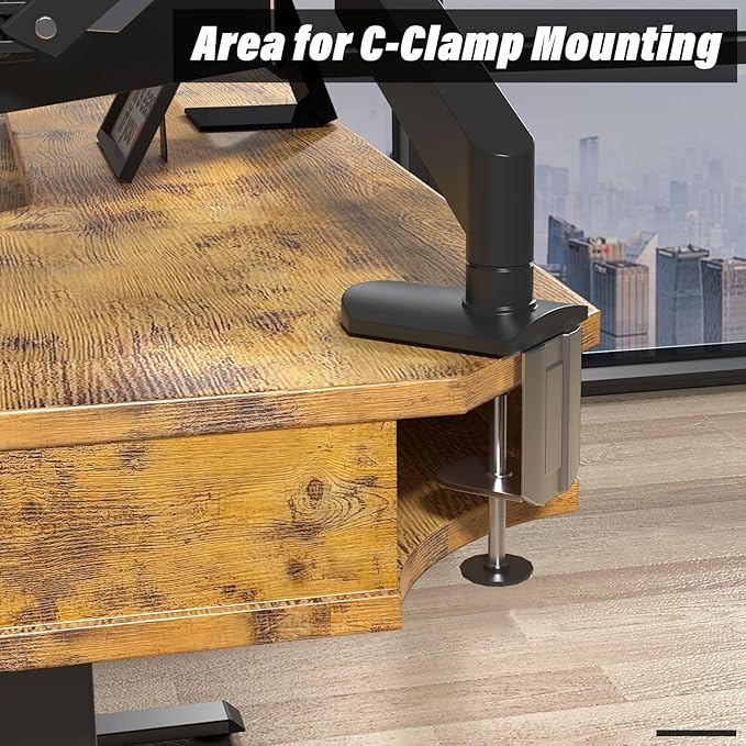 63 x 55 inch L Shaped Standing Desk with 4 Drawers & USB Charging Port, Electric Adjustable Height Corner Stand Up Desk with Keyboard Tray, Rustic Brown