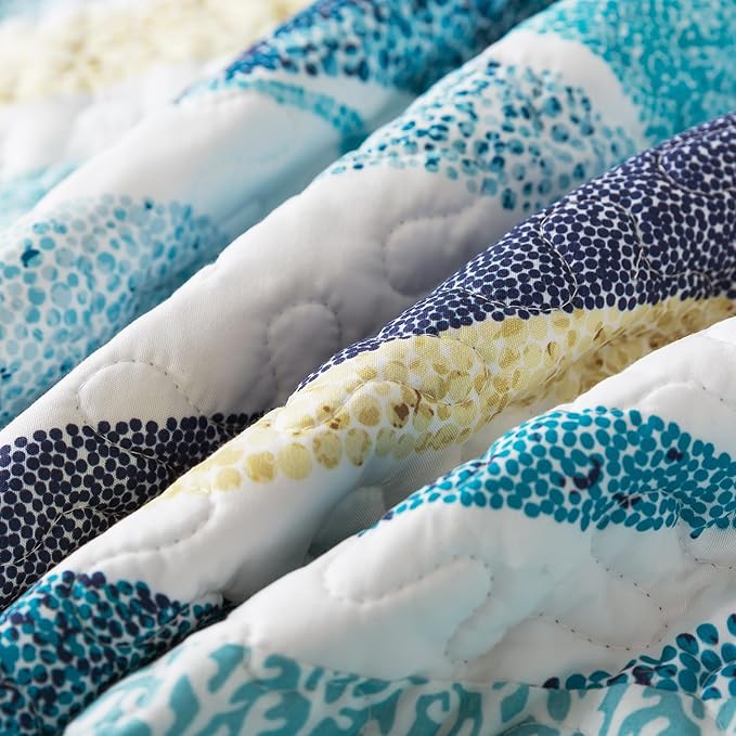 HoneiLife California King Quilt 120x120 - Beach Quilt 3 Pieces, Coastal Quilt Sets, Oversized King Bedspreads, Nautical Bedspreads Ocean Coverlets, Lightweight Bed Cover, Summer Quilts