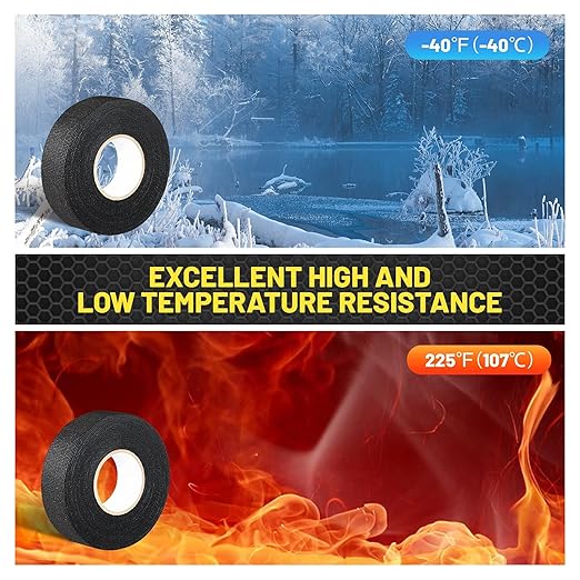 Oyviny 2 Rolls Wire Harness Cloth Tape 1 Inch x 50 Feet Automotive Electrical Tape Self-Adhesive High Temp Anti Abrasion Wire Loom Tape for Engine Harness Wrap Protection Insulation