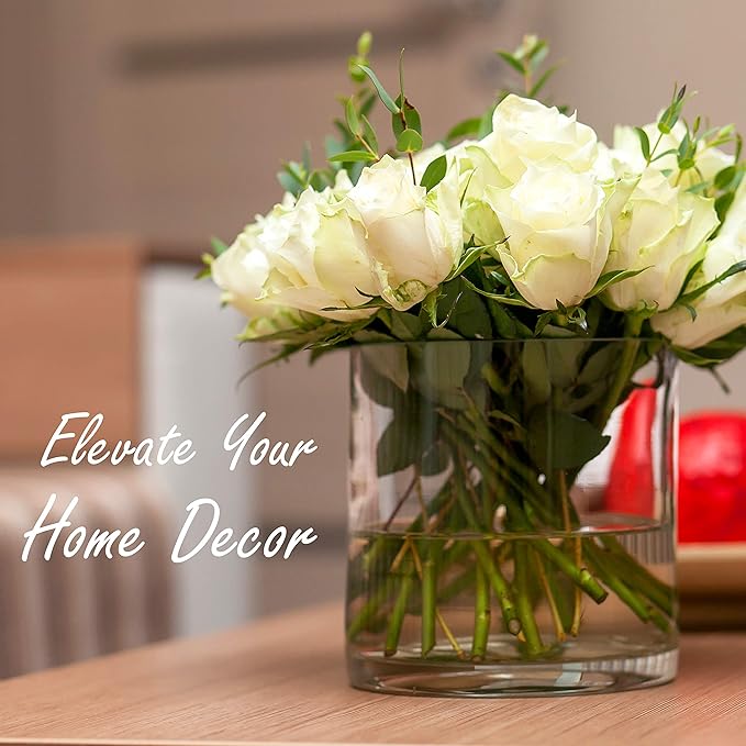 CYS EXCEL Cylinder Clear Glass Vase (H:5.9" D:5.9") | Multiple Size Choices Glass Flower Vase Centerpieces | Hurricane Floating Candle Holder Vase