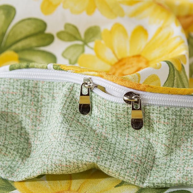 FADFAY Sunflower Duvet Cover Set Twin Vintage Yellow Daisy Floral Bedding Shabby Botanical Comforter Cover Set 100% Percale Cotton Ultra Soft Quilt Cover with Hidden Zipper Closure 3Pcs, Twin Size