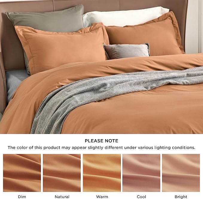 Bedsure Duvet Cover California King Size - Soft Double Brushed Bedding Set for Kids & Adults, Zipper Closure, 3 Pieces, Includes 1 Duvet Cover (104"x98") & 2 Pillow Shams, NO Comforter, Burnt Orange