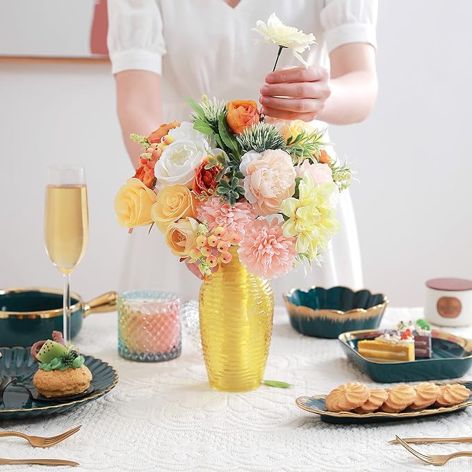 Artificial Flowers Combo, Fake Flowers for DIY Tables Centerpieces Baby Shower Bridal Shower Wedding Bouquet Arrangements Party Candle Holder Cake Decor Flower Home Decorations