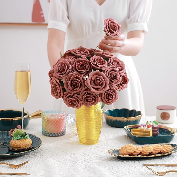 Artificial Flowers Combo, Fake Flowers for DIY Tables Centerpieces Baby Shower Bridal Shower Wedding Bouquet Arrangements Party Candle Holder Cake Decor Flower Home Decorations