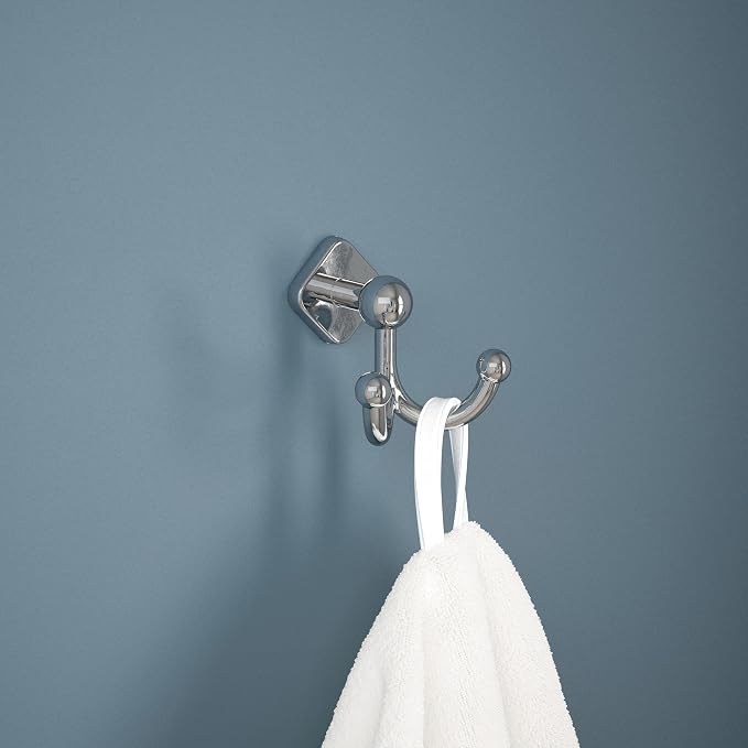 Franklin Brass Gainesville (1-Pack) Towel Hooks Polished Chrome Double Bathroom J Hooks Wall Mounted for Robes & Towels Hand Towel Hook Holder Kitchen, Bathroom Accessories GNV35-PC