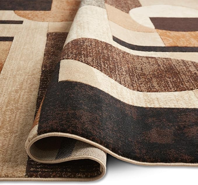 Home Dynamix Tribeca Jasmine Modern Runner Rug, Abstract Brown/Beige 1'9"x7'2"