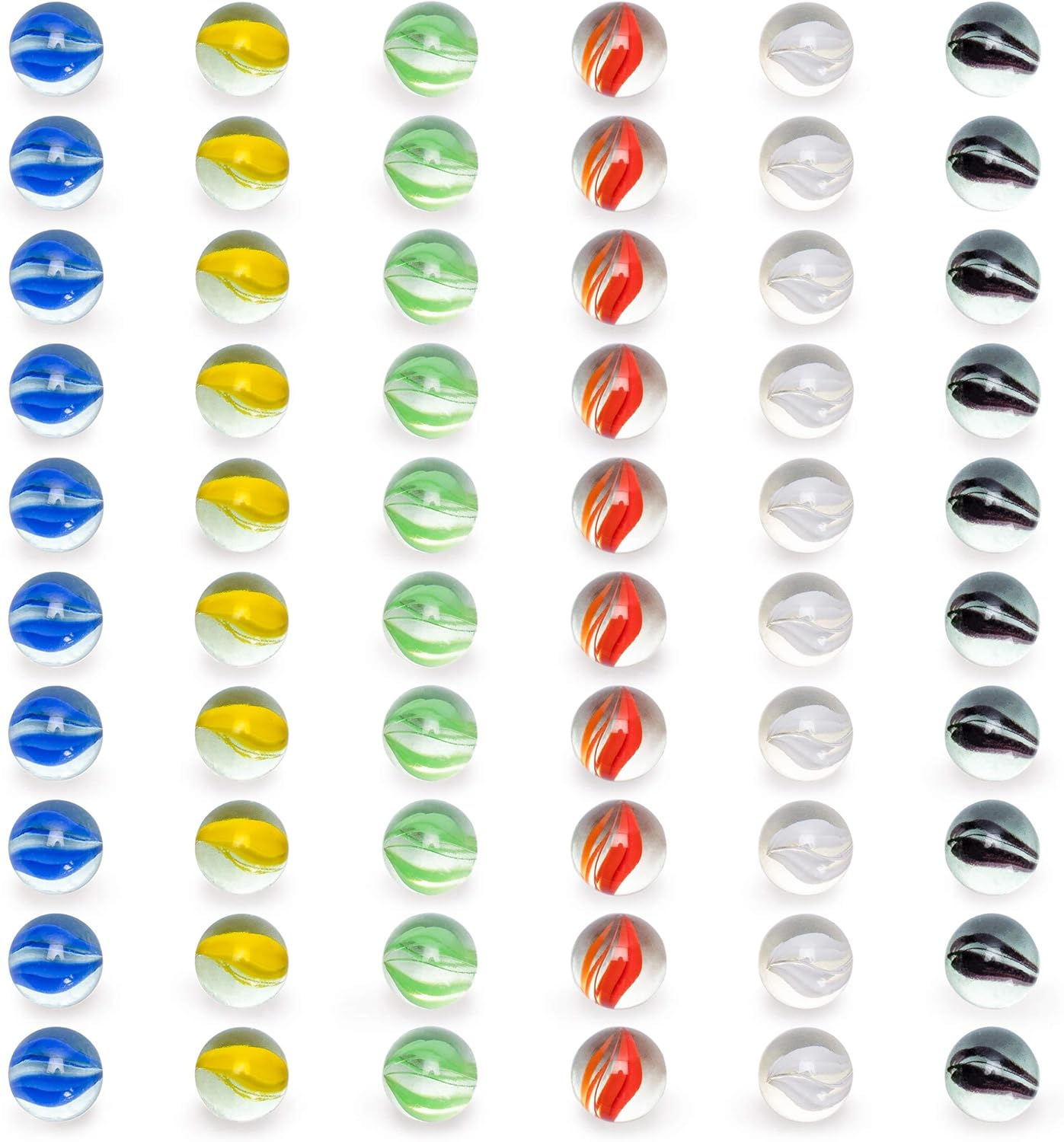 Yellow Mountain Imports Translucent Chinese Checkers Glass Marbles - 60 Pieces, 16mm Petal Design