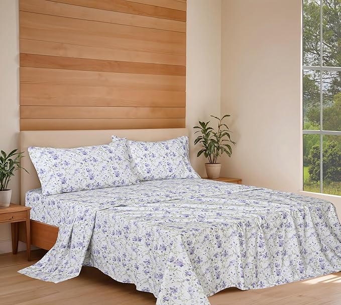 RUVANTI 100% Organic Cotton Sheets Split King, Percale Weave, GOTS Certified, 5-Piece Set, Deep Pocket 15", Crisp & Breathable, Soft Durable Bedding, Sábanas Algodón Orgánico – Heather