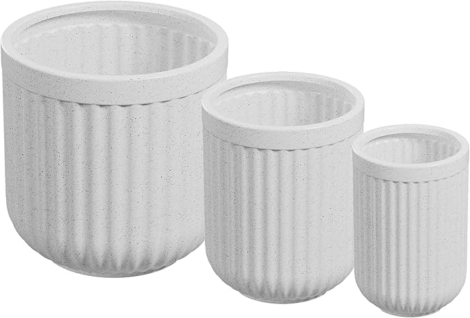 Beuta Large Planters for Outdoor Plants - Set of 3, 15/18/20 Inches - USA Made - Outdoor Planters for Porch - Tall Planter for Outdoor & Indoor Plants | Large Indoor Plant Pot - Limewash