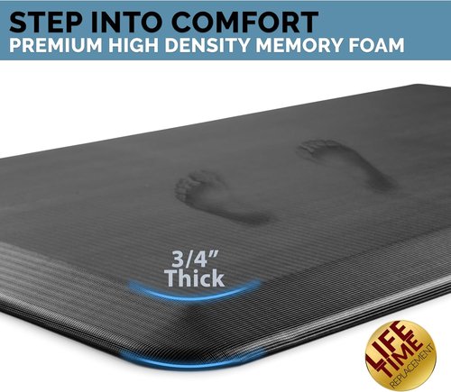 ComfiLife Anti-Fatigue Floor Mat - 3/4 Inch Thick Kitchen & Standing Desk Mat - Durable, Non-Slip, Stain Resistant (20" x 39", Black)