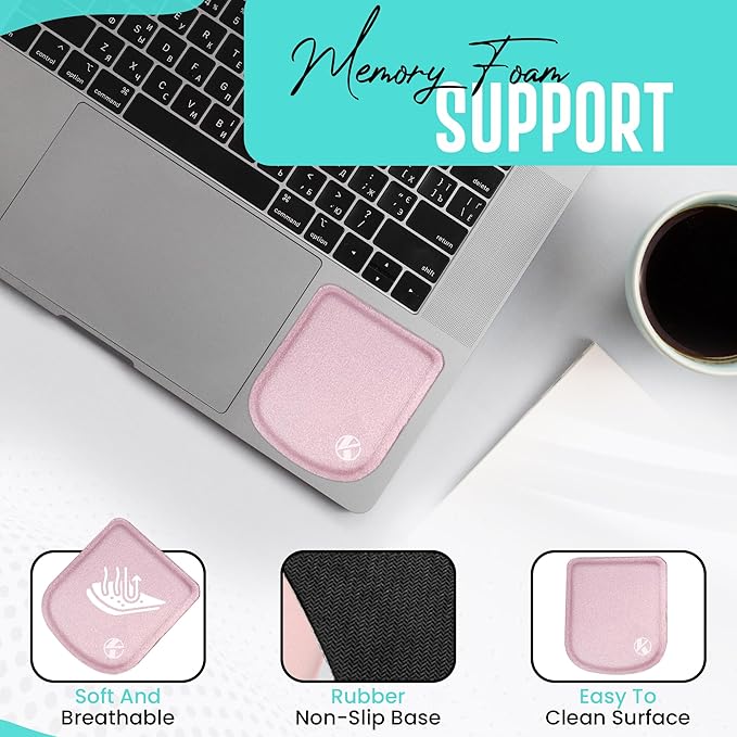 KOVEHN Ultra-Thin Laptop Wrist Rest Pads (Pastel Pink)