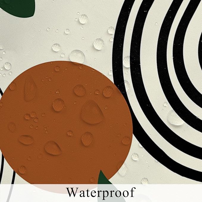 Boho Geometric Shower Curtain Beige Mid Century Abstract Arch Curve Bathroom Curtain Minimalistic Sun Shower Curtain Sets Bathroom Extra Long 72x108 in with 12 Hooks
