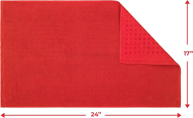 Cotton Paradise 100% Cotton Turkish Bathmat Rug, Soft Absorbent Quick Dry Non Slip, 17x24 Bathmat Rug, Red