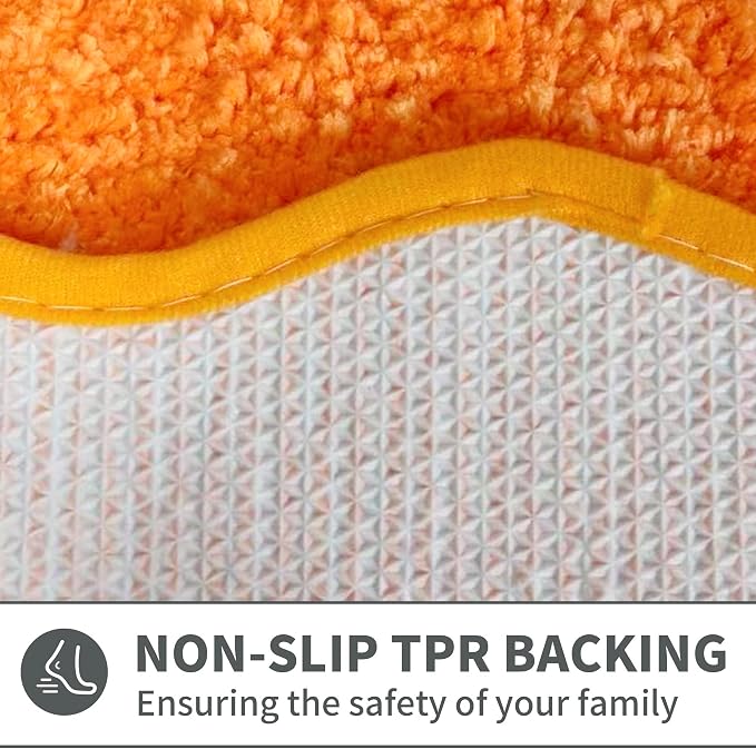 Scalloped Orange Bathroom Rugs Mat,Non Slip Absorbent Quick Dry Bath Mats for Shower Room,Plush Microfiber Bath Rug for Bathroom Floor Washable Carpet for Shower Tub Sink Bedroom,17"x47"