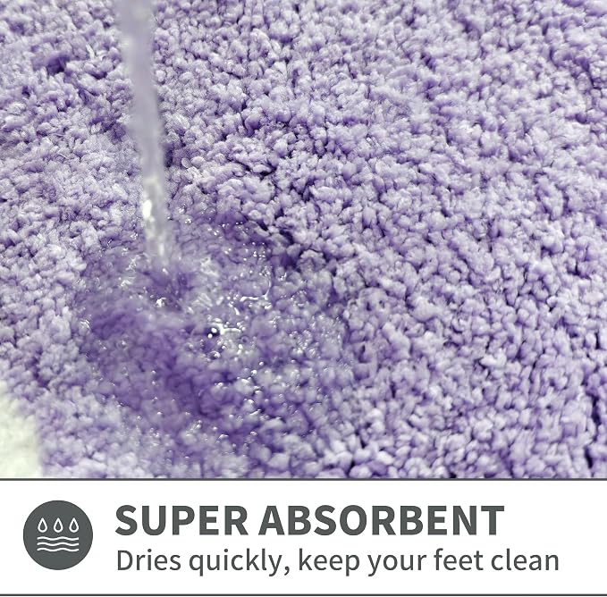 Cute Scalloped Purple Bathroom Rugs Mat,Non Slip Absorbent Quick Dry Bath Mats for Shower Room,Microfiber Bath Mats for Bathroom Floor Washable Carpet for Shower Tub Sink Bedroom,20"x32"