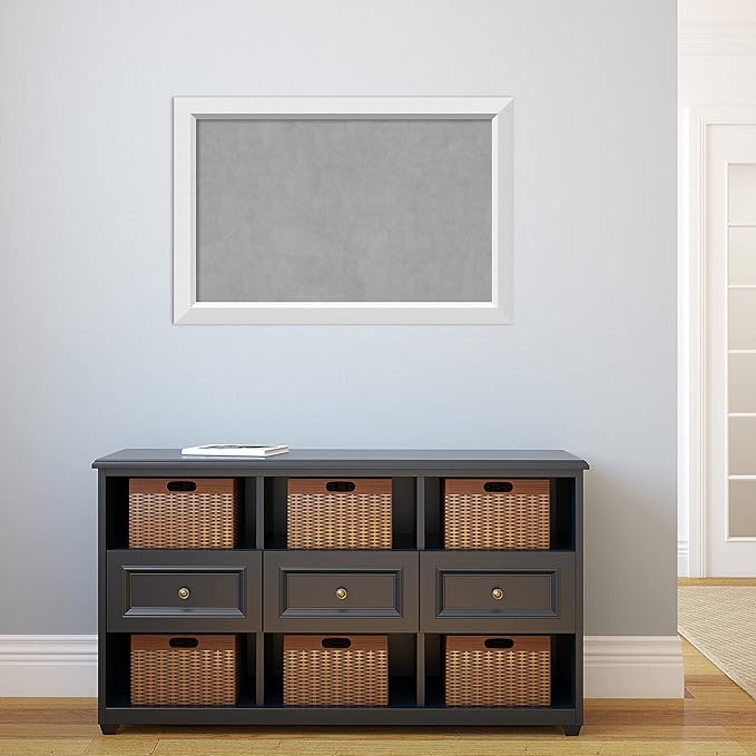 Amanti Art White Framed Magnetic Board 24x36 Large Vision Board for use with Magnets, 100% Metal Sheet to Display Items as Office Decor or for Home Organization in mudroom, Kitchen or Kids Room