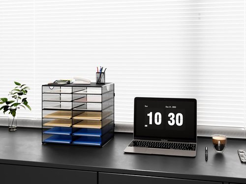 EasyPAG Paper Trays - 14-Tier Mesh Desk Organizer with Handle | A4/Letter Size for Office & Home - Black