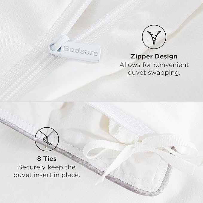 Bedsure Duvet Cover with Fitted Sheet King - 6 Pieces, Deep Pocket, Hotel Luxury Soft Double Brushed Bedding Set, 1 Duvet Cover, 1 Fitted Sheet, 2 Pillow Shams, 2 Pillowcases, NO Comforter, White