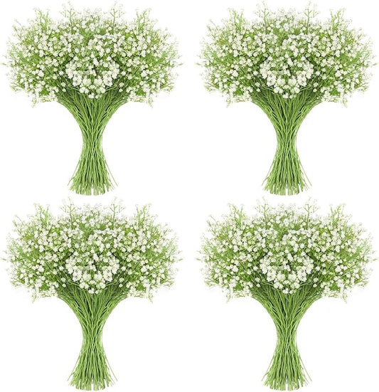 JIFTOK Babys Breath Artificial Flowers, 60 Pcs Fake Flowers Gypsophila Bouquet Fall Flowers Artificial for Decoration, Real Touch Silk Flower for Wedding Christmas DIY Party Home Garden Office(White)