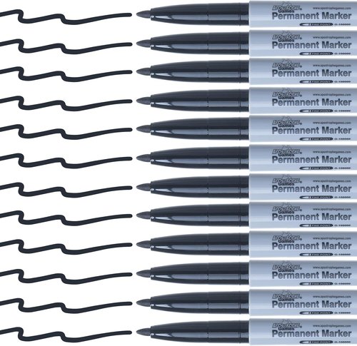 Apostrophe Games Fine Point Permanent Markers - 12 Black Pens for Office & School Supplies