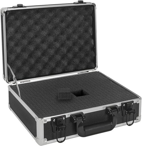 Hard Shell Carrying Case for Wireless Mic System & Camera Gear - Sturdy Aluminum Alloy, Customizable Foam, 14 Inch | Black