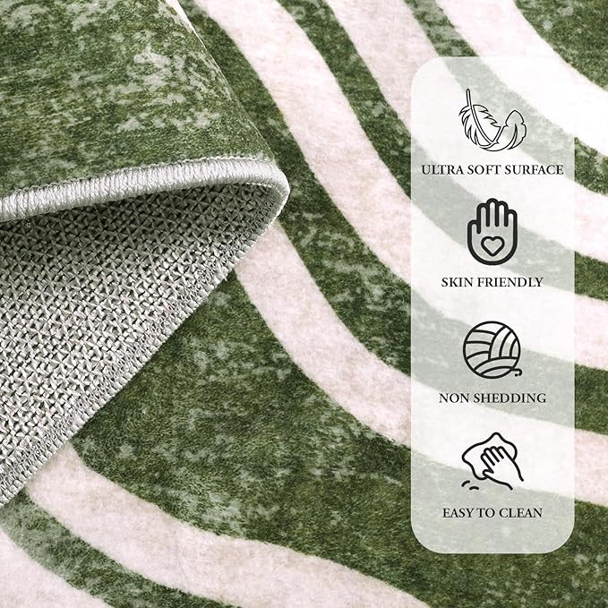 Hedlive Boho 8x10 Area Rugs, Soft Washable Rugs 8x10 Green Rugs for Living Room, Ultra-Thin Non-Slip Bedroom Rug Classroom Rug Large Carpet for Nursery Dining Room (8x10ft,Green/Multi)