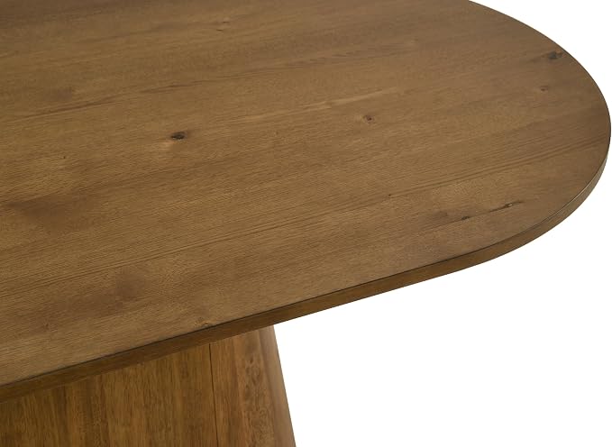 Terra 88" Transitional Oval Dining Table with Mid-Century Modern Inspired Pedestal Base and Wood Grain Top, Ideal for Kitchen or Dining Room, Durable Wood Furniture (Walnut)