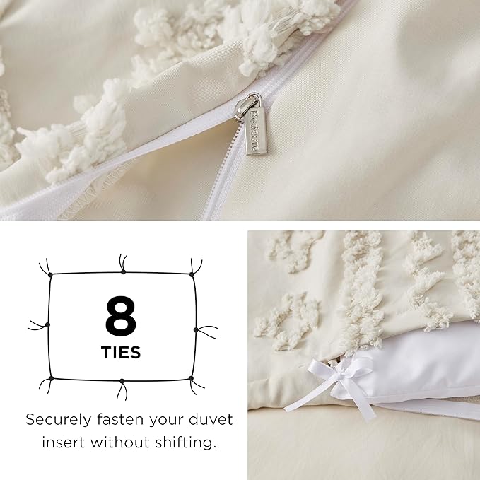 Bedsure Boho Twin Duvet Cover, Soft & Comfortable Elegant Design Boho Bedding for Decoration, Machine Washable Comforter Cover for All Seasons,Includes 1 Duvet Cover & 1 Pillow Sham,Beige