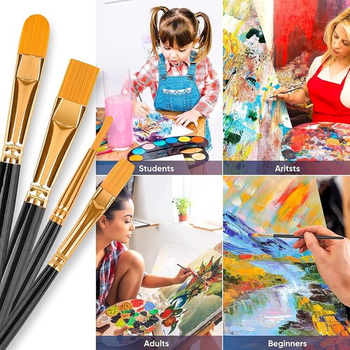 Skiennix 20-Piece Paint Brush Set - Versatile Brushes for Acrylic, Oil, and Watercolor Painting | Ideal for Artists and Crafts