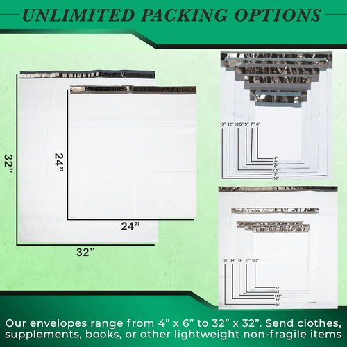 Secure Seal 1000 Pack White Poly Mailers - 10x13 Self-Sealing Shipping Bags | Durable 2 Mil Envelopes