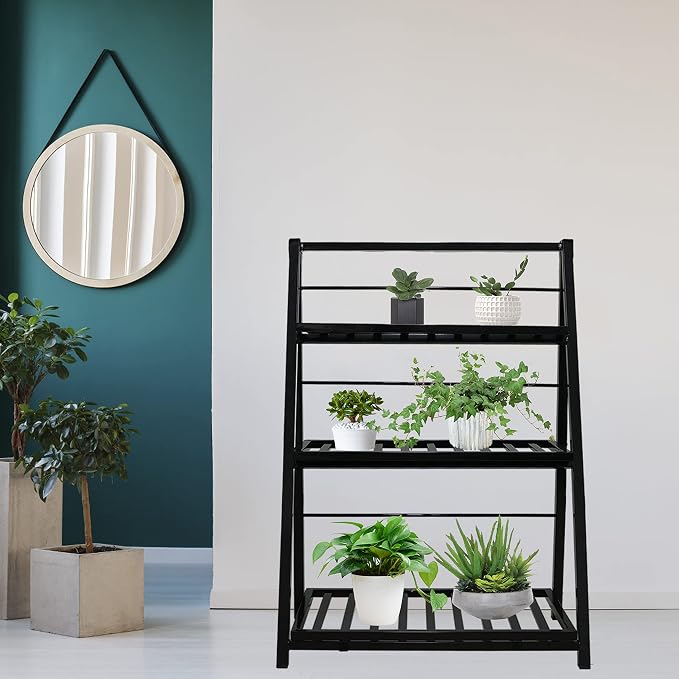 Gardzen Heavy Duty 3 Tier Metal Plant Stand, Flower Display Rack & Planter Shelf Holder for Indoor Outdoor Use, Clearance – Partial Coating Peels