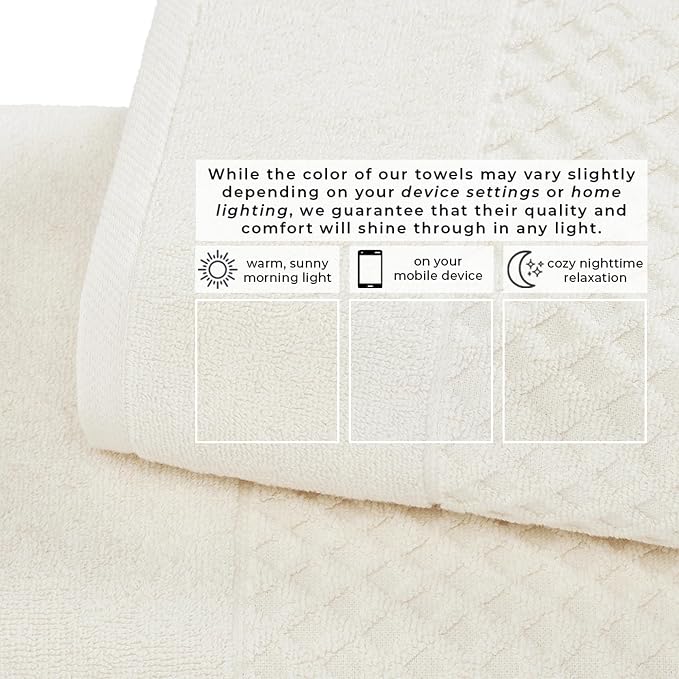 Great Bay Home Bath Towels - 100% Cotton 4 Pack 54x27 Bath Towel Set - Absorbent, Durable, Quick-Dry Towels for Bathroom (Ivory)