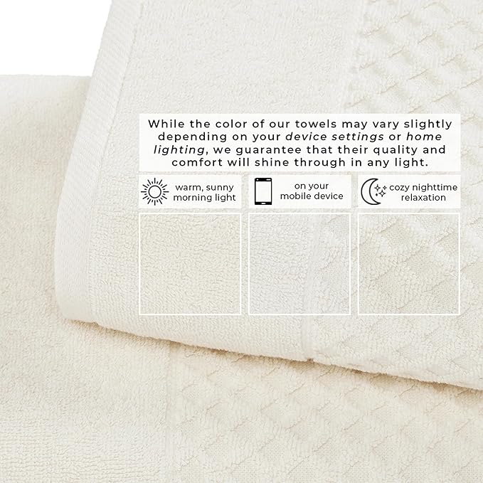 Great Bay Home Hand Towels - 100% Cotton 6 Pack 26x16 Hand Towel Set - Absorbent, Durable, Quick-Dry Towels for Bathroom (Ivory)