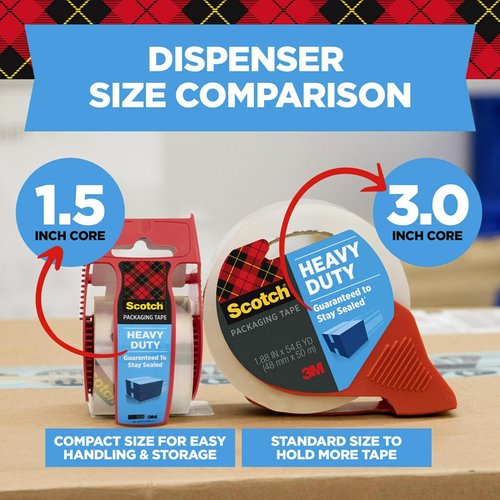 Scotch Heavy Duty Shipping Tape - Clear Packing Tape with Dispenser | 1.88 in. x 27.7 yd.