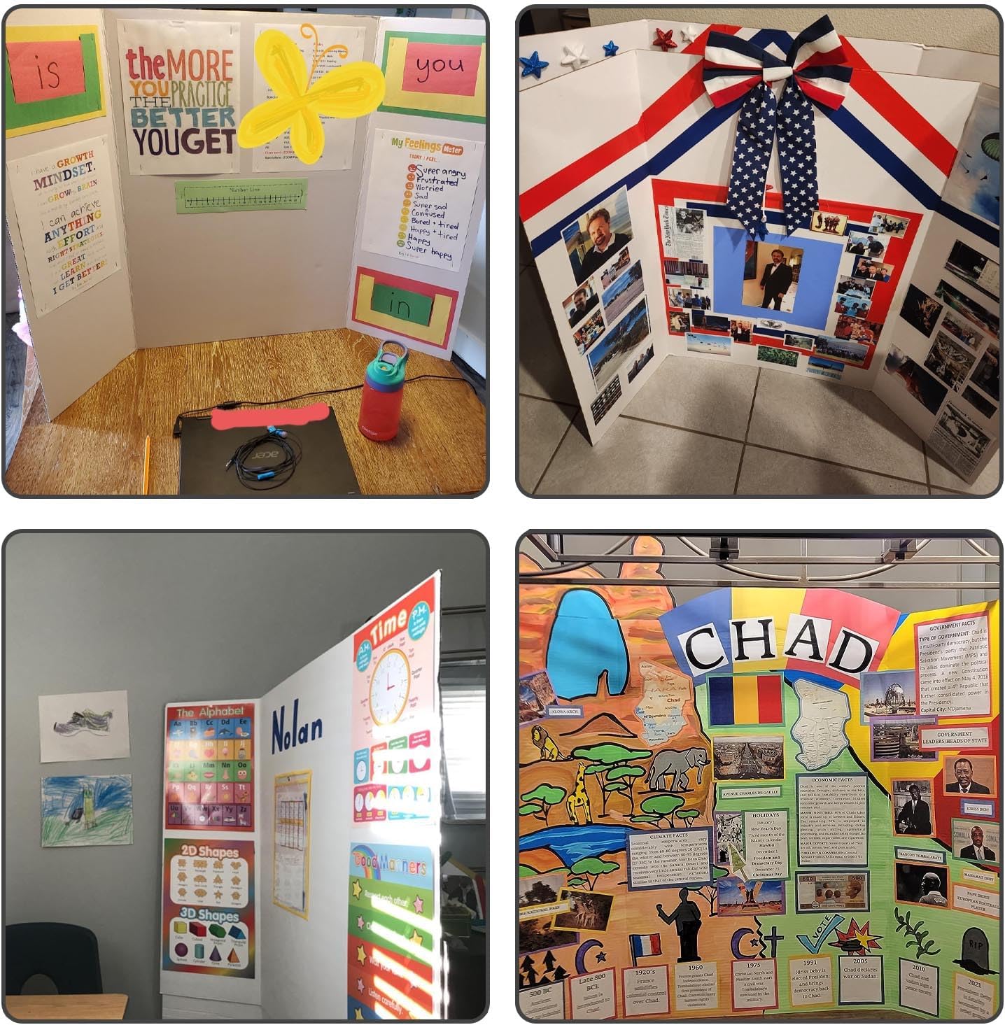 Trifold Display Boards - Colorful Self-Adhesive Sheets | 24 x 16 Inch Presentation Boards for Science Fairs