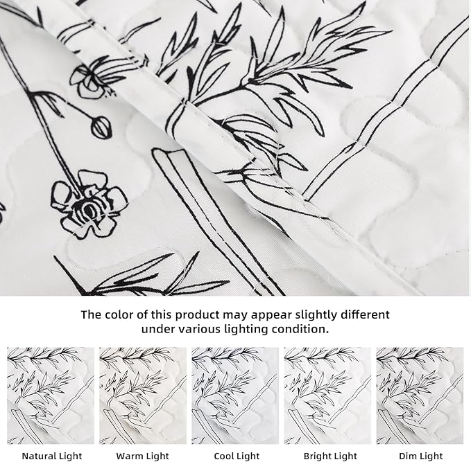 JANZAA Quilt King Size White Quilt Bed Spread Boho Quilt with Floral Pattern Microfiber Quilts Set 3 Pieces Lightweight Comforter Reversible Bedding Set 1Quilt（104x90 inches） and 2 Pillow Cases