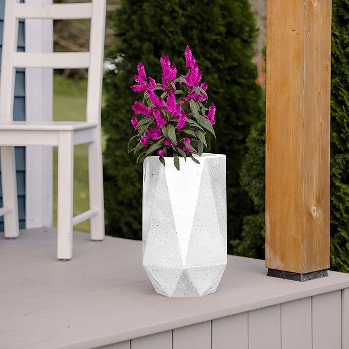 Beuta Large Planters for Outdoor Plants - Set of 3, 15.5/18/20 Inches Outdoor Planters for Porch - Tall Planter for Outdoor & Indoor Plants | Large Indoor Plant Pot- USA Made - Limewash