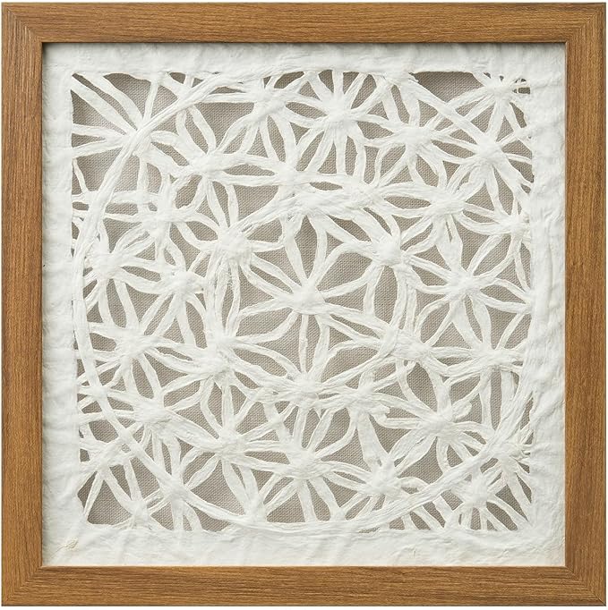 FOLKOR Boho Wall Art Living Room Decor, 12" Framed Rice Paper Shadow Box Art for Bedroom Decoration, Abstract Floating Wall Hanging Sculpture Accent for Modern Contemporary Home Improvement