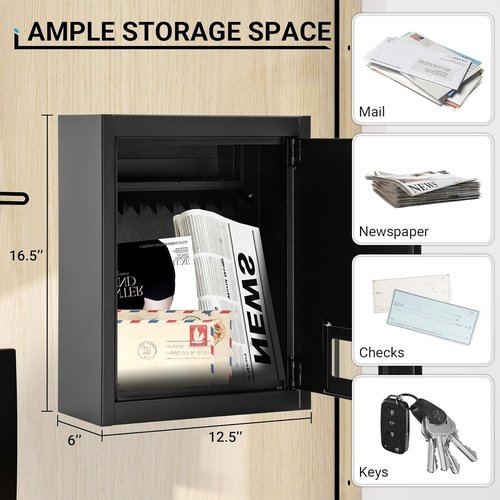 Door Drop Box by [Brand Name] - Heavy Duty Mail Slot with Combination Lock | Fits Doors 1.18" to 2.36" Thick