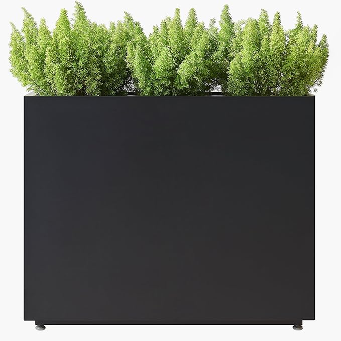 36Wx11Dx30H Tall Metal Planter Box with Removable Middle Partition and Adjustable Feet, Outdoor Elevated Planters for Patio, Yard, Deck | Easy Assembly, Drainage Holes, Black