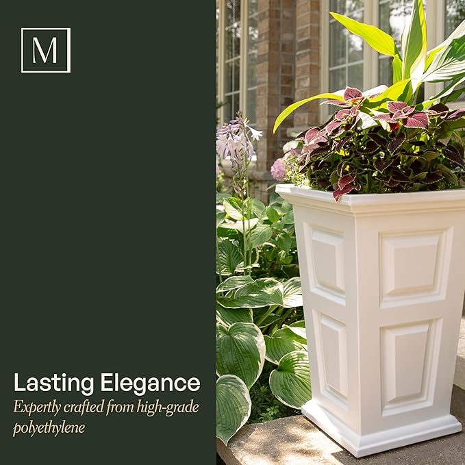 Mayne Wyndham 24-Inch Tall Planter – Self-Watering, Weather-Resistant Planter for Flowers – Durable Indoor/Outdoor Design for Patio, Porch, or Entryway